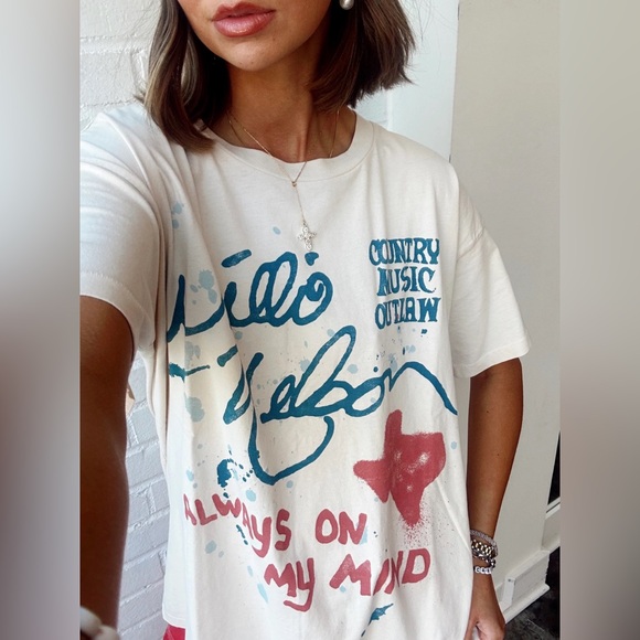 Daydreamer Willie Nelson Always On My Mind Merch Tee Vintage White - Picture 3 of 6